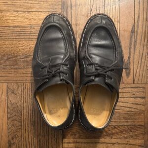 Bally Made in Italy Black Leather Men’s Boat Shoes with Tan Insoles